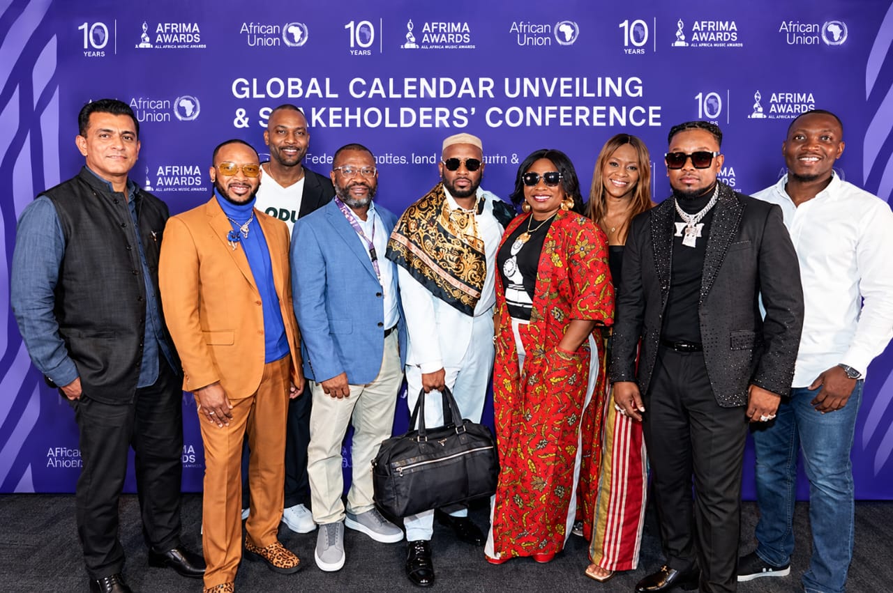 (L-R) Darryl Vega, Narendra Reddy, Rashad Todd, Bayo Akinfemi, Mike Dada, President and Executive Producer of the All Africa Music Awards (AFRIMA), Septimius The Great, Victoria Nkong, AFRIMA Associate Producer, Toyin Lufadeju, Yung Muusik and Seyi Brown during the AFRIMA Global Calendar Unveiling and Stakeholders Conference at Sofitel Los Angeles in Los Angeles, California, on September 20, 2026